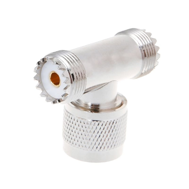 T-shape UHF Male PL259 To 2 UHF Female Adapter T-shape UHF Male PL259 To 2 UHF Female Adapter